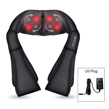 Shiatsu Neck and Shoulder Massager Heated Back Massager U Shape Deep Kneading Electric Massage Pillow for Neck Waist Leg Body